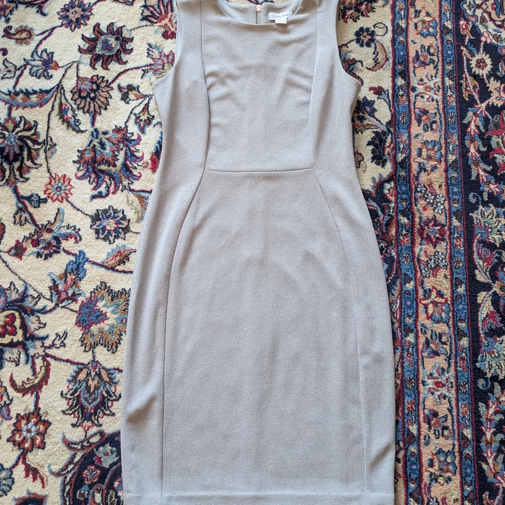Calvin Klein Grey Sheath Dress - Sleeveless Professional Dress